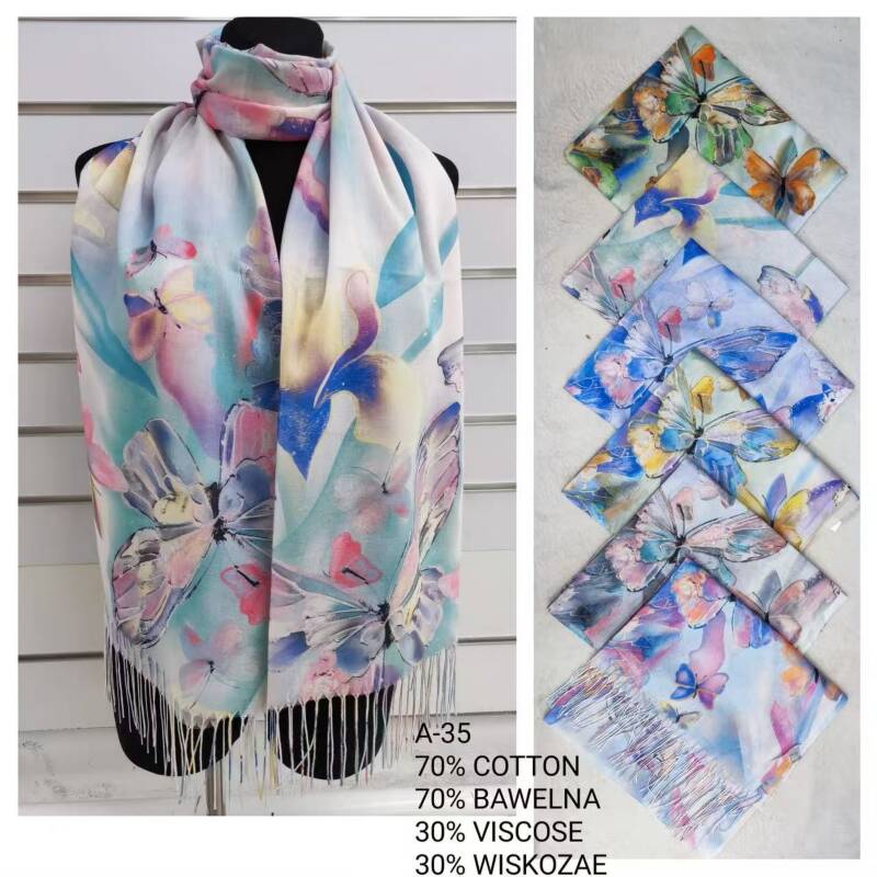 Szaliki damskie Roz Standard, Mix Kolor Paczka 12 szt 1